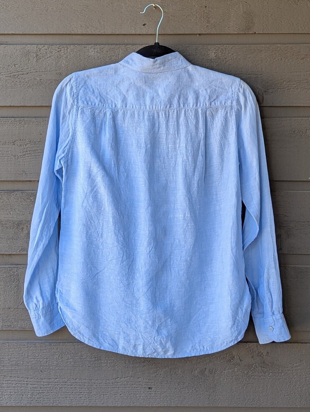 Uniqlo 100% Linen Blue Button Front Long Sleeve Shirt Size Small - Picture 4 of 6
